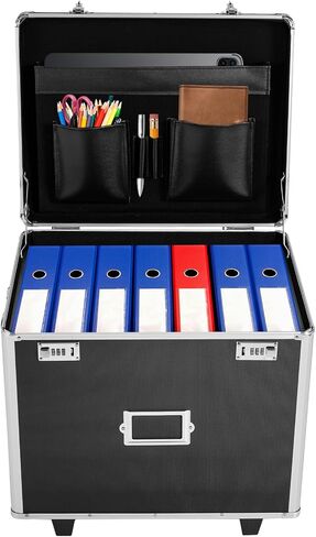 Rolling File Box Document Box with Lock Wheels Multi-Layer Water-Resistant Large Portable Home Filing Cabinet for Hanging Folders 19.2 x 15 x 16inch in Saudi Arabia