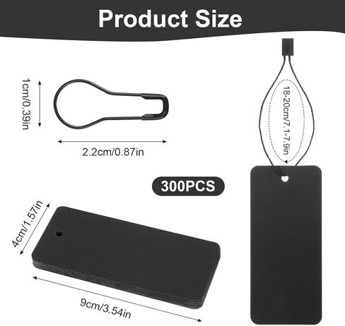 jieyao 300 مجموعة علامات ملابس سوداء مع دبابيس سلامة وسلامة ، 3.5’'x1.6 'علامات سعر كبيرة ، علامات تعليق الورق فارغة علامات علامات الهدايا لعرض الحرف اليدوية. in Saudi Arabia