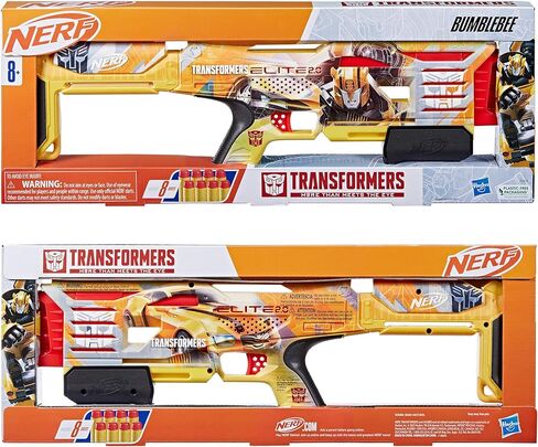 NERF Transformers Bumblebee Dart Blaster ، 8 Nerf Elite Darts ، Action Action ، Toy Foam Blasters for 8 year boys & girls & up (Amazon Exclusive) in Kuwait