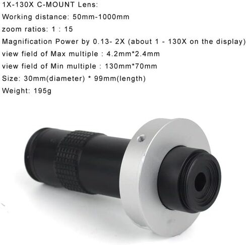 Microscope 38MP 4K 1080P USB Industrial Digital Video Microscope Camera 10-130X Zoom C Mount Lens in Saudi Arabia