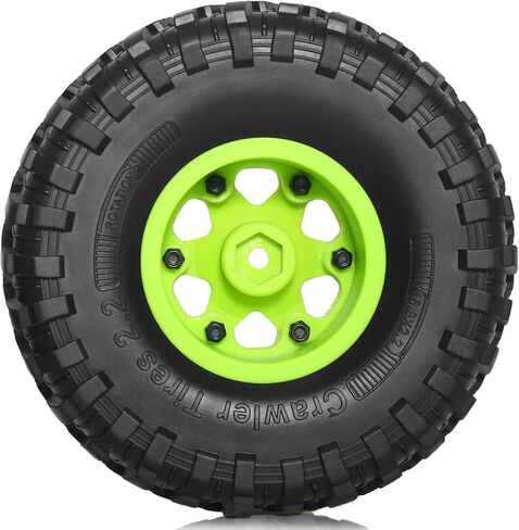 2.2 Beadlock Wheels and Tires （4Pcs），Plastic wheels with lightweight design，All terrain tires.for 1:10 RC Rock Crawler Axial SCX10 Canyon Trail 105Rims TRX4 TRX6#8174 (black) in Saudi Arabia