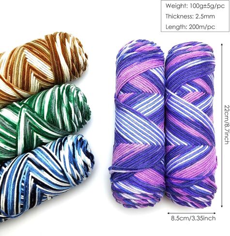 5-Ply Variegated Yarn 200g/2pcs, Acrylic 100%, Chunky Weight 2.5mm, Soft & Cozy, Vibrant Colors, Full Hand Feel for Knitting Sweaters, Scarves, Shawls, Hats (5#Orange Powder) in Kuwait