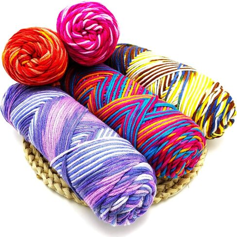 5-Ply Variegated Yarn 200g/2pcs, Acrylic 100%, Chunky Weight 2.5mm, Soft & Cozy, Vibrant Colors, Full Hand Feel for Knitting Sweaters, Scarves, Shawls, Hats (5#Orange Powder) in Kuwait