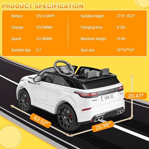 Garvee Kids Electric Car with Remote Control, Licensed Land Rover Ride On Truck Toy for Ages 37 Months+ w/Parent Remote, Rocking Mode, MP3 Player & Safety Belt | Birthday/Xmas Gift in Saudi Arabia