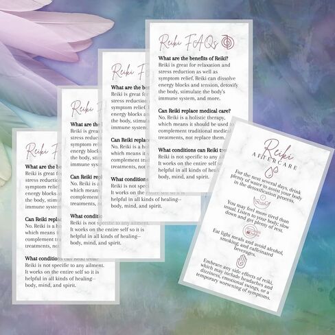 Reiki Aftercare و Faq Client Client | 50 حزمة | 2 × 3.5 "بطاقات عمل للممارسين لإعطاء بعد جلسة الرخام الوردي الوفاة صد الروحي شقرا العلاج ما يمكن توقعه من ريكي in Saudi Arabia