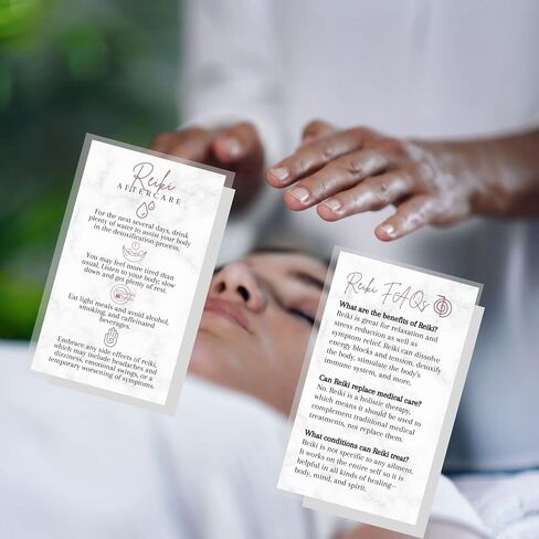 Reiki Aftercare و Faq Client Client | 50 حزمة | 2 × 3.5 "بطاقات عمل للممارسين لإعطاء بعد جلسة الرخام الوردي الوفاة صد الروحي شقرا العلاج ما يمكن توقعه من ريكي in Saudi Arabia