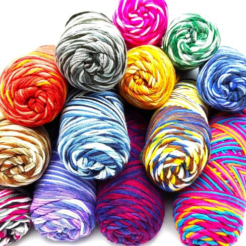 5-Ply Variegated Yarn 200g/2pcs, Acrylic 100%, Chunky Weight 2.5mm, Soft & Cozy, Vibrant Colors, Full Hand Feel for Knitting Sweaters, Scarves, Shawls, Hats (5#Orange Powder) in Kuwait