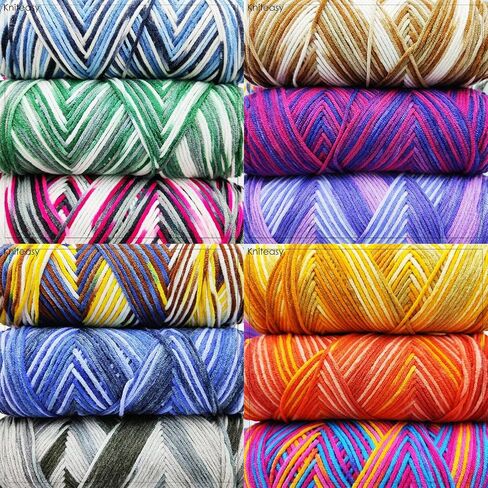 5-Ply Variegated Yarn 200g/2pcs, Acrylic 100%, Chunky Weight 2.5mm, Soft & Cozy, Vibrant Colors, Full Hand Feel for Knitting Sweaters, Scarves, Shawls, Hats (5#Orange Powder) in Kuwait