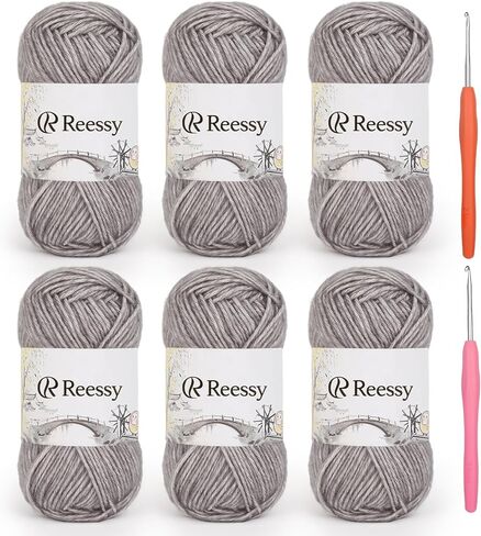 Cotton Yarn for Crocheting - 6 Pack of 50g/1.76oz–78% Cotton, 22% Acrylic – Soft Sport Weight Crochet Yarn (CYC #2), Brushed Air Yarn for Baby Project, Granny Squares & Plush Toys（Denim Blue） in Kuwait