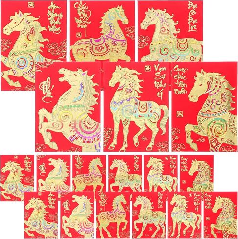 Toyvian 120pcs الأظرف الصينية الحمراء 2026 حصان العام الجديد هونغ باو ورقة ريد بوك باركس ماليات للأطفال حفلة الربيع حظا سعيدا in Saudi Arabia