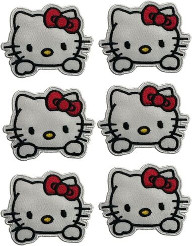 6 Pcs Set Cute Cat Kitty Face Iron on Embroidery Patch for Clothes Jeans Hats and for Jackets in Saudi Arabia
