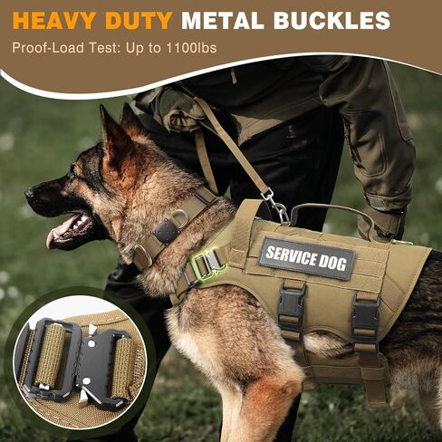 Winsee Tactical Dog Harness مع مقود الكلاب ، طوق الكلاب ، خدمة العمل Molle مع 10 بقع الحيوانات الأليفة للكلب الكبير ، لا تسخير عسكري السحب وحقيبة الظهر مع Airtag Holdler in Kuwait