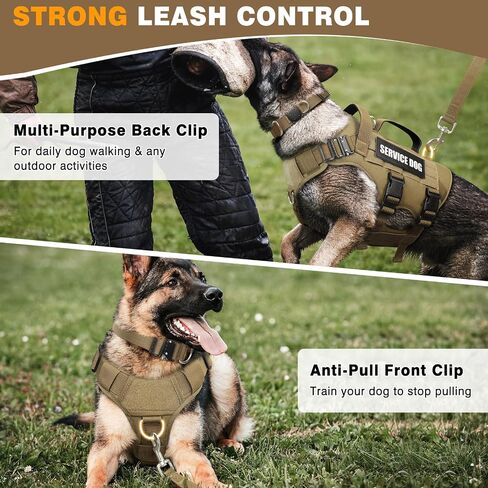 Winsee Tactical Dog Harness مع مقود الكلاب ، طوق الكلاب ، خدمة العمل Molle مع 10 بقع الحيوانات الأليفة للكلب الكبير ، لا تسخير عسكري السحب وحقيبة الظهر مع Airtag Holdler in Kuwait