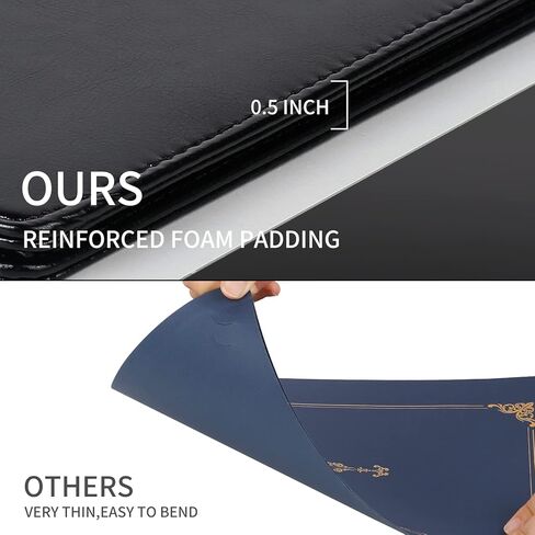 Diploma Cover 8.5 x 11 Certificate Holders for Letter-Sized Award Padded Menu Cover - Black Leather in Saudi Arabia