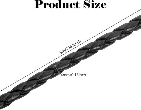 5.5 Yards Genuine Leather Cord 4mm Genuine Braided Boho Leather Cord Strip Braiding String Antique Strap 5m Long for Bracelet Necklace Beading Jewelry DIY Crafts in Saudi Arabia