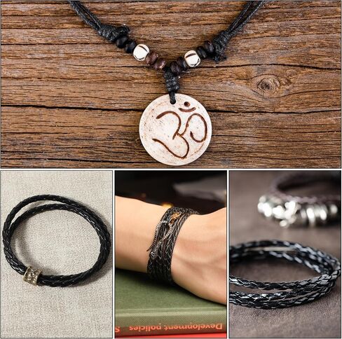 5.5 Yards Genuine Leather Cord 4mm Genuine Braided Boho Leather Cord Strip Braiding String Antique Strap 5m Long for Bracelet Necklace Beading Jewelry DIY Crafts in Saudi Arabia
