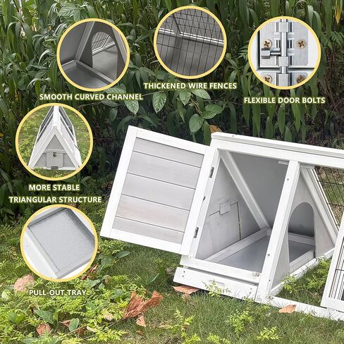 أرنب خشبي يركض قفصًا داخليًا ، وأرنب أوماني أونباني منزل في الهواء الطلق ، قفص أرنب صغير مع سياج الأسلاك التهوية للأرانب الجرو (رمادي) in Kuwait