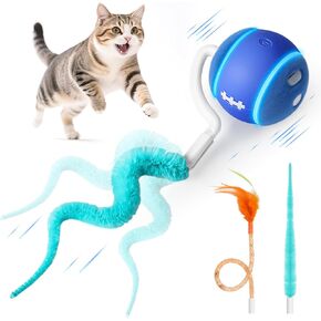 كرة لعبة Cat Interactive ، ألعاب القطط التلقائية للقطط الداخلية ، ألعاب هريرة نشطة الحركة مع ذيول بديلة ، 3 أوضاع ، ألعاب القطط القابلة لإعادة شحن USB ، متحركة لممارسة التخصيب (الأزرق) in Saudi Arabia