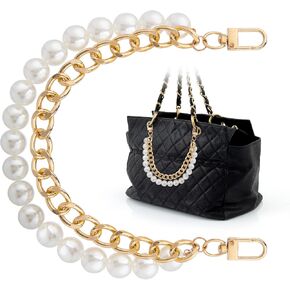 Hzopcw Pearl Purse سلسلة مزدوجة ، سلسلة موسعة حقيبة للنساء ، سبيكة الذهب محفظة حزام الاستبدال كيس سحر لكؤس الكتف المصنوعة يدويا محافظ القابلات in Kuwait