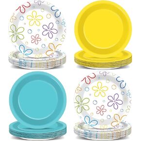 48Pcs Yellow Cartoon Birthday Party Supplies Bikini Flower Party Bubble Paper Plates Yellow Cartoon Plates Under the Sea Dinnerware Tableware for Birthday Baby Shower Ocean Theme Parties Decorations in Kuwait