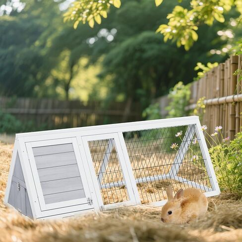 أرنب خشبي يركض قفصًا داخليًا ، وأرنب أوماني أونباني منزل في الهواء الطلق ، قفص أرنب صغير مع سياج الأسلاك التهوية للأرانب الجرو (رمادي) in Kuwait