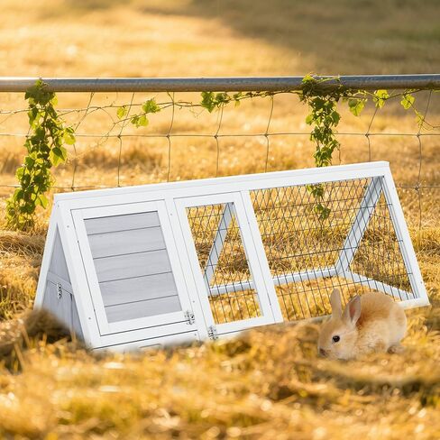 أرنب خشبي يركض قفصًا داخليًا ، وأرنب أوماني أونباني منزل في الهواء الطلق ، قفص أرنب صغير مع سياج الأسلاك التهوية للأرانب الجرو (رمادي) in Kuwait