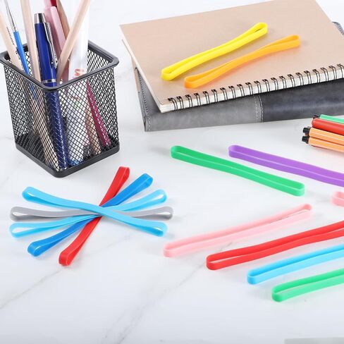 36 Pcs Silicone Rubber Bands 5 Inch Colorful Elastic Rubber Wrapping Bands Assorted Colors Durable and Reusable for Notebook Books Art Cooking Wrapping Office Supplies in Saudi Arabia
