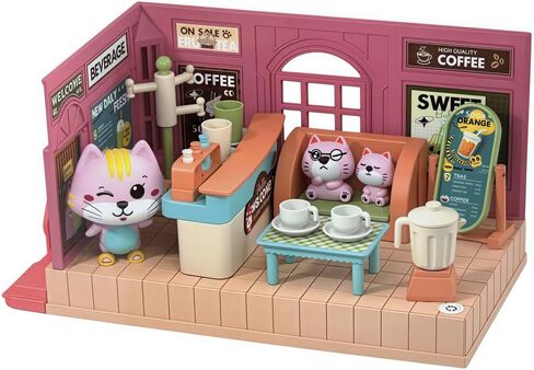 Koko's Cat Town Diy Miniature House Kit ، مجموعة مباني بيع كعكة البيت الصغيرة ، Dollhouse لـ 3 وما فوق ، مجموعة Building Dollhous in Saudi Arabia