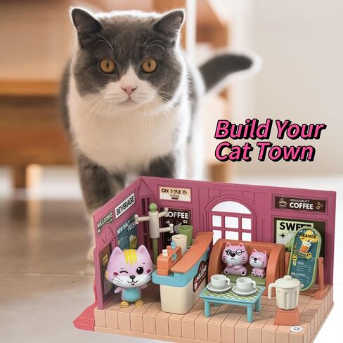 Koko's Cat Town Diy Miniature House Kit ، مجموعة مباني بيع كعكة البيت الصغيرة ، Dollhouse لـ 3 وما فوق ، مجموعة Building Dollhous in Saudi Arabia