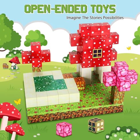Kid Odyssey Magnetic Blocks - Magnetic Building Toys, Build My Magic Mushroom World Set with STEM Magnet Blocks, Creative and Imaginative Playset for Kids in Kuwait