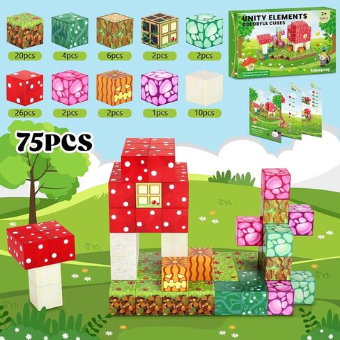 Kid Odyssey Magnetic Blocks - Magnetic Building Toys, Build My Magic Mushroom World Set with STEM Magnet Blocks, Creative and Imaginative Playset for Kids in Kuwait