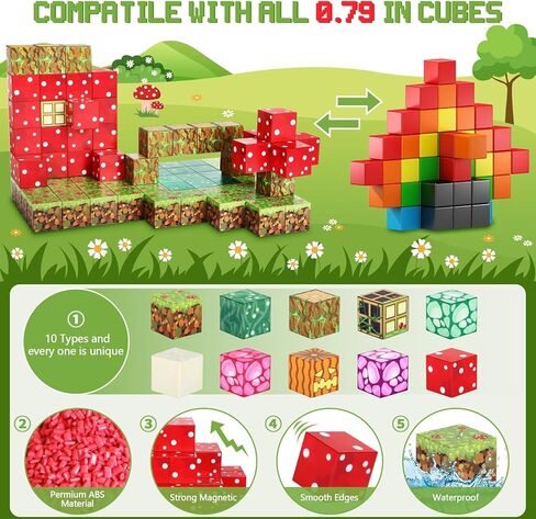 Kid Odyssey Magnetic Blocks - Magnetic Building Toys, Build My Magic Mushroom World Set with STEM Magnet Blocks, Creative and Imaginative Playset for Kids in Kuwait