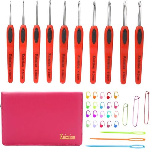 41 PCS Crochet Hooks مجموعة ، 14Size （2.0-6.5 مم） خطافات الكروشيه الفولاذ المقاوم للصدأ مع مقابض مريحة مع حالة تخزين ， مثالية للمبتدئين والمهنيين ، مجموعة الكروشيه متينة لجميع مشاريع الغزل in Saudi Arabia