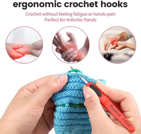 41 PCS Crochet Hooks مجموعة ، 14Size （2.0-6.5 مم） خطافات الكروشيه الفولاذ المقاوم للصدأ مع مقابض مريحة مع حالة تخزين ， مثالية للمبتدئين والمهنيين ، مجموعة الكروشيه متينة لجميع مشاريع الغزل in Saudi Arabia