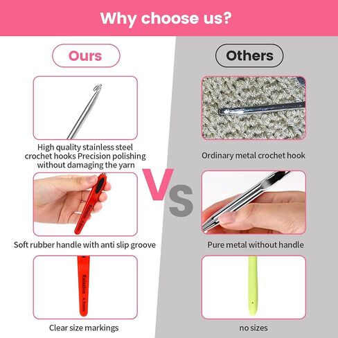 41 PCS Crochet Hooks مجموعة ، 14Size （2.0-6.5 مم） خطافات الكروشيه الفولاذ المقاوم للصدأ مع مقابض مريحة مع حالة تخزين ， مثالية للمبتدئين والمهنيين ، مجموعة الكروشيه متينة لجميع مشاريع الغزل in Saudi Arabia