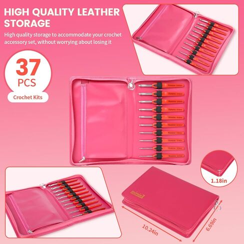 41 PCS Crochet Hooks مجموعة ، 14Size （2.0-6.5 مم） خطافات الكروشيه الفولاذ المقاوم للصدأ مع مقابض مريحة مع حالة تخزين ， مثالية للمبتدئين والمهنيين ، مجموعة الكروشيه متينة لجميع مشاريع الغزل in Saudi Arabia