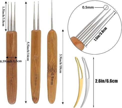 Dreadlock Crochet Hook Dreadlocks الإبرة أداة الرهبة أقفال النسيج إبر الكروشيه لإبر حياكة حرفة جديلة (0.75 ملم) in Saudi Arabia