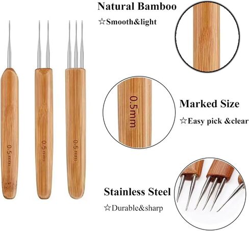 Dreadlock Crochet Hook Dreadlocks الإبرة أداة الرهبة أقفال النسيج إبر الكروشيه لإبر حياكة حرفة جديلة (0.75 ملم) in Saudi Arabia