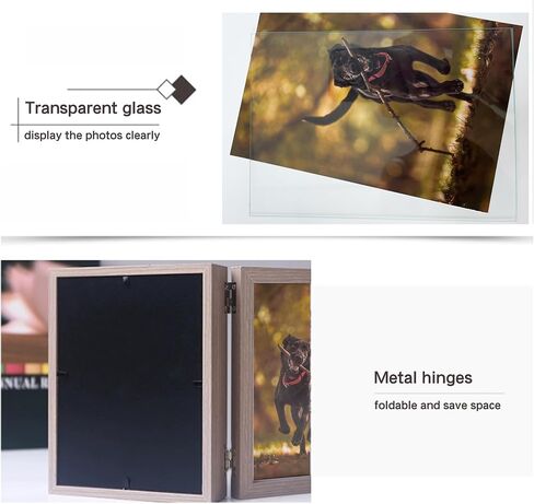 5x7 Pet Memorial Picture Frame Shadow Box for Dogs and Cats Frame Keepsake for 3 Photos Pet Paw Print Display Shadow Box with Double Hinges and Glass Front Memorial Gifts for Dog Lovers in Kuwait