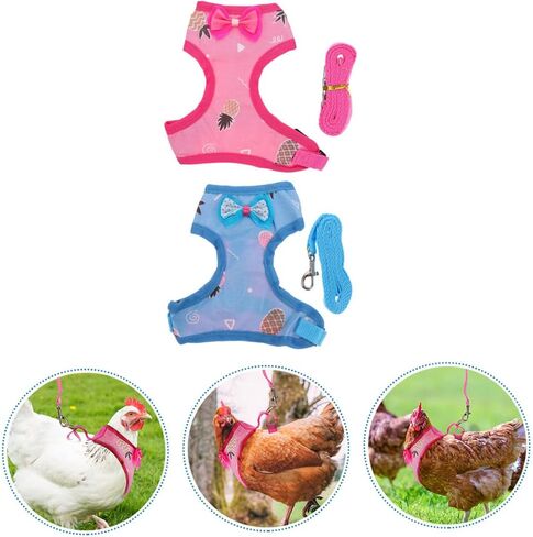 Merryhappy Pet Rooster Harness and Hen Leash مجموعة قابلة للتعديل حبل جذب الدجاج للتنفس للاستخدام في الهواء الطلق in Kuwait