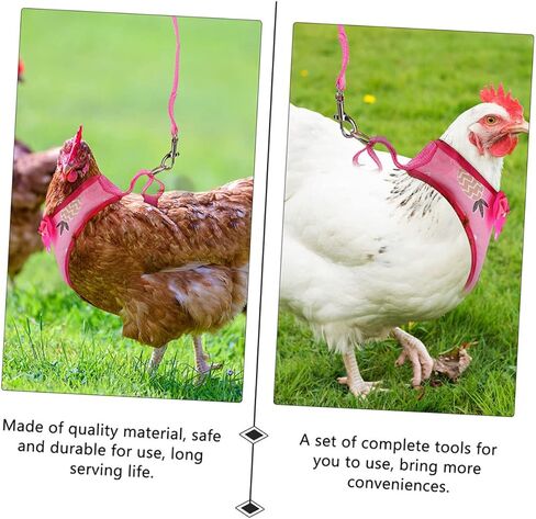 Merryhappy Pet Rooster Harness and Hen Leash مجموعة قابلة للتعديل حبل جذب الدجاج للتنفس للاستخدام في الهواء الطلق in Kuwait