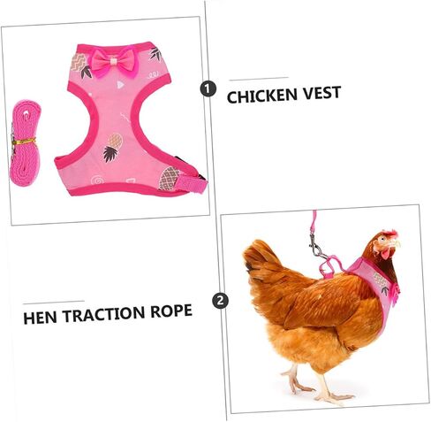Merryhappy Pet Rooster Harness and Hen Leash مجموعة قابلة للتعديل حبل جذب الدجاج للتنفس للاستخدام في الهواء الطلق in Kuwait