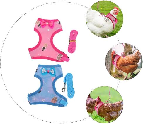 Merryhappy Pet Rooster Harness and Hen Leash مجموعة قابلة للتعديل حبل جذب الدجاج للتنفس للاستخدام في الهواء الطلق in Kuwait
