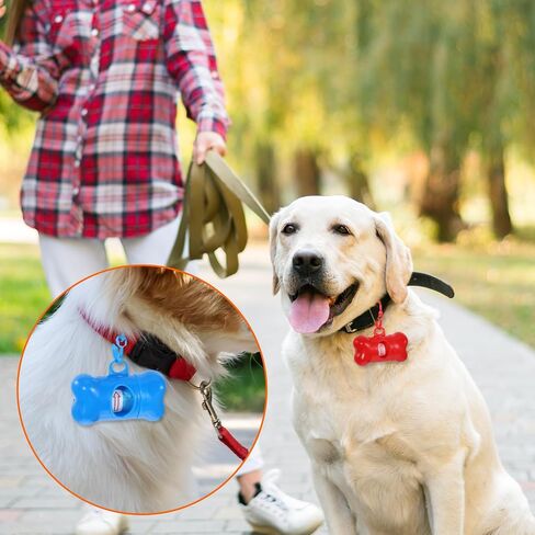 63 Pack Bone Shaped Poop Bag Dispenser, Dog Poop Waste Bag Holder Container with Hook, Leakproof Pet Waste Disposal Bags for Outdoor Pet Supplies 7 Colors in Saudi Arabia