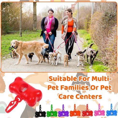 63 Pack Bone Shaped Poop Bag Dispenser, Dog Poop Waste Bag Holder Container with Hook, Leakproof Pet Waste Disposal Bags for Outdoor Pet Supplies 7 Colors in Saudi Arabia
