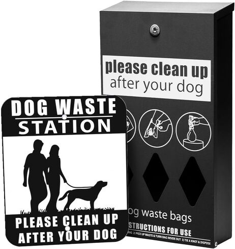 Stud Proof Aluminium Dog Station - Free 400 Waste Roll Acags & 25 Can Liners - SENED 10 ANDSERY SARTY - أكثر من 500 ألف بيع في الولايات المتحدة الأمريكية (أسود غير لامع) in Kuwait