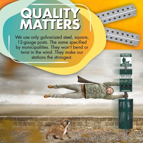 Stud Proof Aluminium Dog Station - Free 400 Waste Roll Acags & 25 Can Liners - SENED 10 ANDSERY SARTY - أكثر من 500 ألف بيع في الولايات المتحدة الأمريكية (أسود غير لامع) in Kuwait