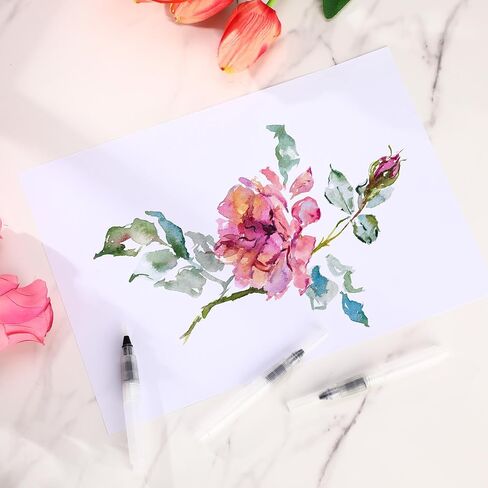 50 pcs prush prish مجموعة ألوان مائية قلم القلم الرسم المياه لفنانات الفنانين مجموعات للطلاء لعلامات الطلاء ، وعلامات قابلة للذوبان بالألوان المائية ، أصباغ الألوان المجففة (مدببة 2 مم) in Saudi Arabia
