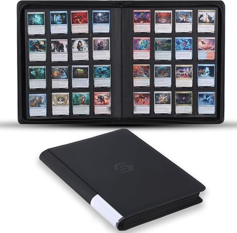Snekdy premium 1024-pocket trading card binder, 16-pocket cards album, waterproof PU-leather Cover album with side loading, holds gaming, baseball, basketball & sports cards (Black) in Saudi Arabia