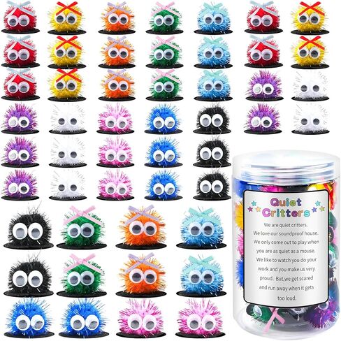 50 PCS 1INCH MUNTICOLOR POM POMS المخلوقات مع JAR البلاستيك المخلوقات الهادئة في الفصول الدراسية ، إدارة الفصول الدراسية السلوك ، التعليم المنزلي ، الأنشطة التعليمية والتعلم للأطفال (POM POMS) in Kuwait
